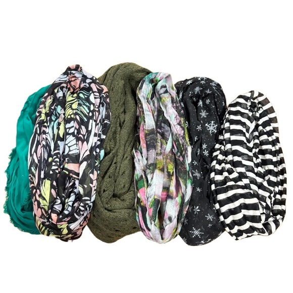 Colorful Infinity Scarf Collection Green Floral Striped Snowflake Butterfly - Picture 1 of 5